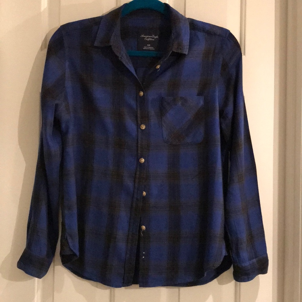 AE American Eagle Super Soft Blue Flannel S